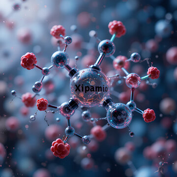 Xipamide molecule, chemical structure