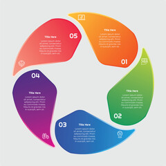 5 Options or Steps Star Gradient Infographic Element. Modern and clean design for presentations, reports, and web