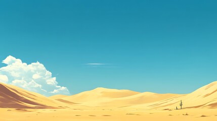 serene desert landscape with soft golden sand for peaceful nature exploration under clear blue sky horizon tranquility adventure experience concept.