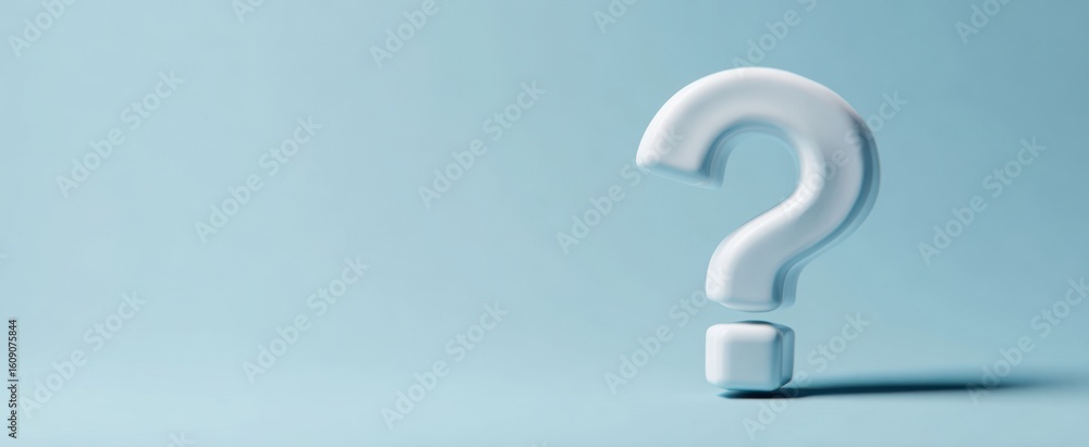 Poster the question mark representing inquiry and curiosity in minimalistic style.