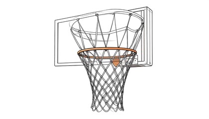 Basketball hoop, net, and backboard graphic