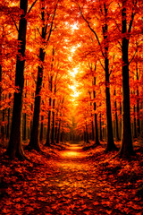 Fototapeta premium Illustration realistic ultra HD dramatic Autumn season. 