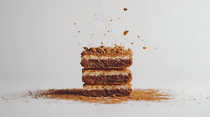 Velvety Layers of Classic Italian Tiramisu Dessert on Minimalist White Background for Food Photography. Generative Ai