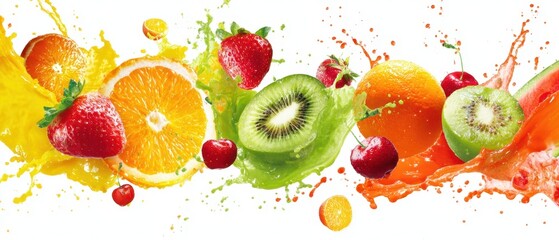 The vibrant explosion of fresh fruits and colorful splashes for stunning visuals.