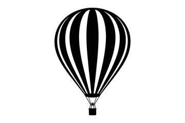 Fototapeta premium Silhouette of a hot air balloon with black and white vertical stripes and a small basket below it