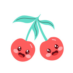 Adorable cartoon cherries with smiling faces. Great for children's designs, food packaging and cheerful product branding