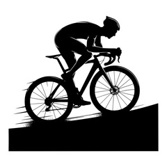 Fototapeta premium Silhouette of a cyclist in motion on a road bike against a white background