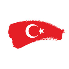 Happy republic day of Turkey, national flag on artistic brush stroke, isolated background