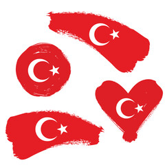 Happy republic day of Turkey, national flag on artistic brush stroke, isolated background