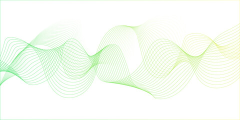 White wave curve lines banner background design. Abstract soft wave lines dynamic flowing green light isolated background. Vector Illustration of the green pattern of lines. stripes on white.	