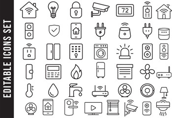 Editable Outline Icon Set for Smart Home and Home Automation