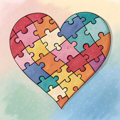 heart made of puzzle pieces slowly fitting togeth