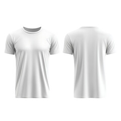 Two white t shirts front and back view isolated on transparent background