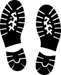 Footprint Icon – Black Shoe Prints Silhouette on White Background