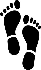 Footprint Icon – Black Shoe Prints Silhouette on White Background