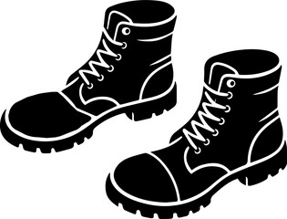 Footprint Icon – Black Shoe Prints Silhouette on White Background