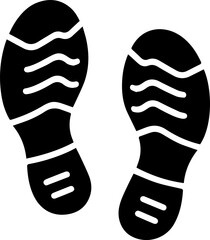 Footprint Icon – Black Shoe Prints Silhouette on White Background