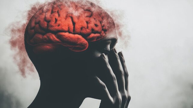 Understanding mental health issues highlighted by artistic depiction of depression, neuroscience, brain in distress