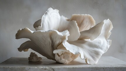 White Oyster Mushroom Close-Up with Soft Natural Lighting and Textured Details for Food Photography. Generative Ai