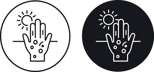 Sunburn on hand icon skin damage dermatology