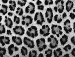 Close-up, high contrast, grayscale leopard print pattern image, detailed fur texture, seamless repeating patterns, soft hair structure, gradient lighting from top to bottom - AI-Generated