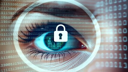 Digital Eye Security: Privacy and Data Protection in the Modern Age, with binary code - Powered by Adobe