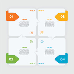 4 Options or Steps Flat Infographic Element. Modern and clean design for presentations, reports, and web