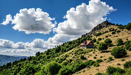 Le refuge isolé dans un paysage montagneux