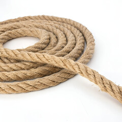 Obraz premium Coiled natural fiber rope with visible texture and sturdy design.