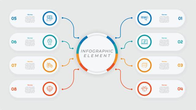 8 Options or Steps Flat Infographic Element. Modern and clean design for presentations, reports, and web
