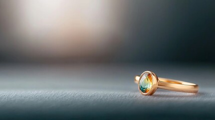 Elegant gold ring with gemstone jewelry display studio environment close-up luxury concept