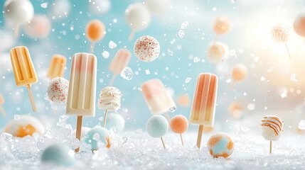 Delightful ice cream treats sunny day food photography refreshing atmosphere close-up view summer vibes