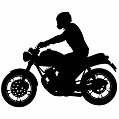 Motorcycle Rider Silhouette with Helmet Vector Graphic