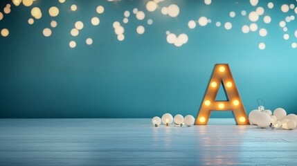 Breathtaking decorative letter a with twinkling lights festive event indoor space warm ambiance close-up view for celebration