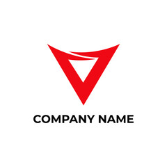 Red letter V Triangle Logo Design