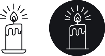 Candle icon line art circle silhouette