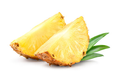 Pineapples slice isolated on white.