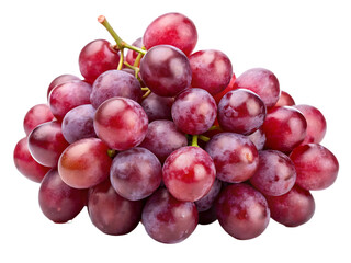 Fototapeta premium fresh red grapes on a stem arranged in a cluste isolated on white background PNG ,AI GENERATED
