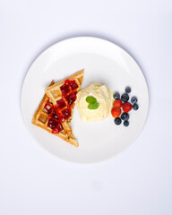 Waffle with ice cream