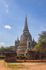 Fototapeta premium Wat Phra Si Sanphet (Holy Temple) - the most sacred temple in the former Royal Palace in the ancient capital of Ayutthaya, Thailand, 18th century.