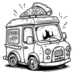 Pizza truck coloring page