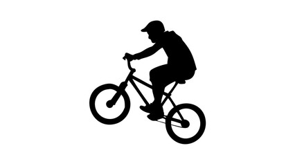 Naklejka premium Silhouette of BMX Cyclist Performing Trick on Bicycle Vector