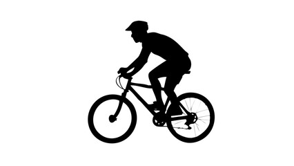 Fototapeta premium Silhouette of Mountain Biker Riding Bicycle Vector Illustration