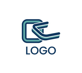 Abstract OC Letter Logo with Stripes