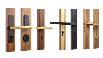 Modern door handles, enhance your interior with stylish and functional hardware sleek isolated on solid white background