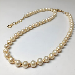 Obraz premium Natural freshwater pearls arranged in a delicate handmade necklace.