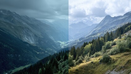 Obraz premium Mountain valley, split-toned image