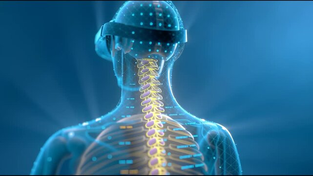 Technological Integration: An advanced technological rendering showcasing the integration of the human body with innovative digital tools.