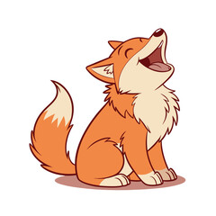 Fat orange wolf cub is laughing, Adobe Illustrator Artwork