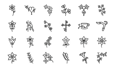 Minimal Feminine Botanical Flower Line Art Icon Bundle 24 Elegant Floral, Herbal, and Womb Illustrations for Feminist, Wellness, and Nature-Inspired Design